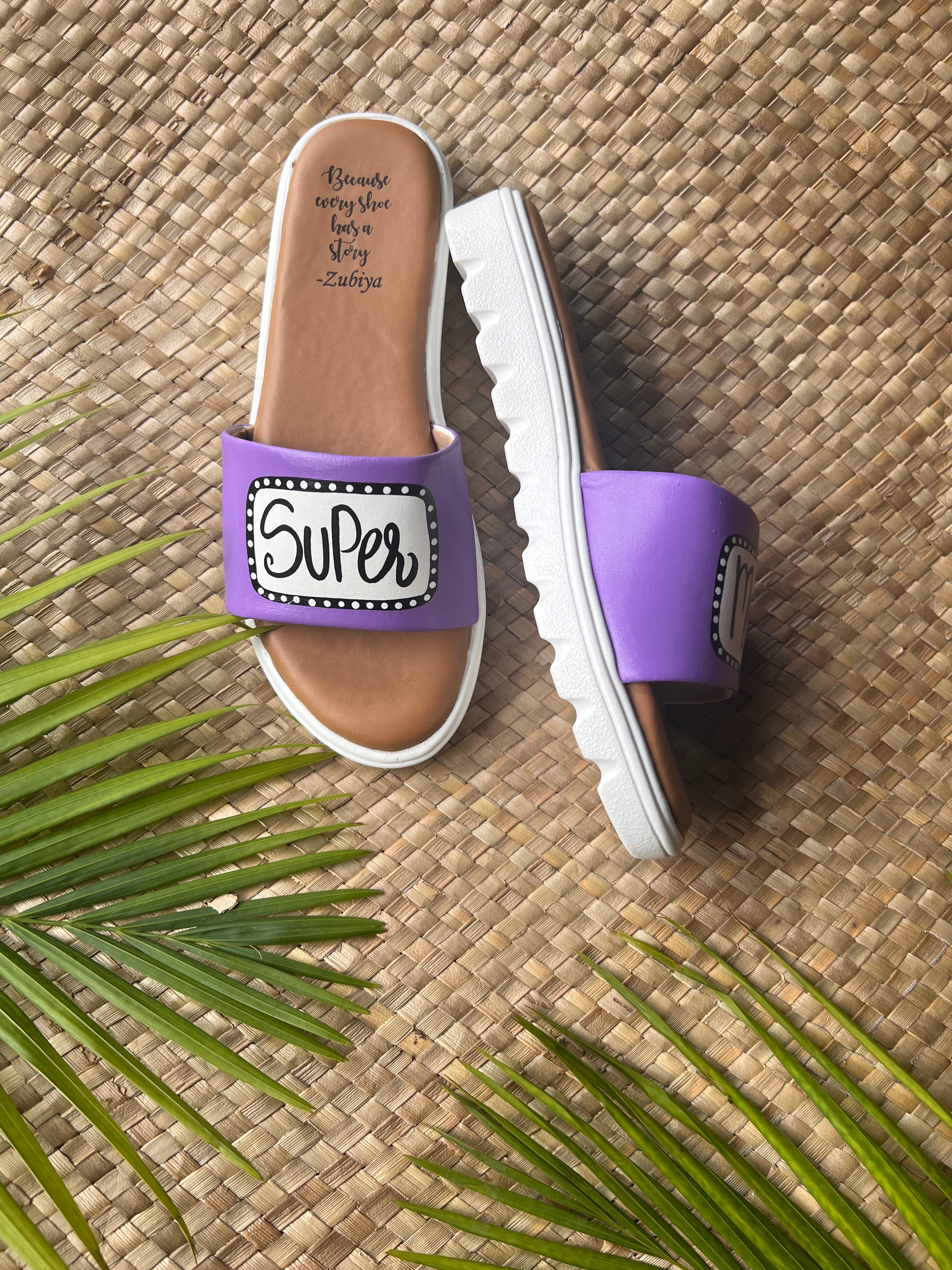 Super Mom lavender Slides