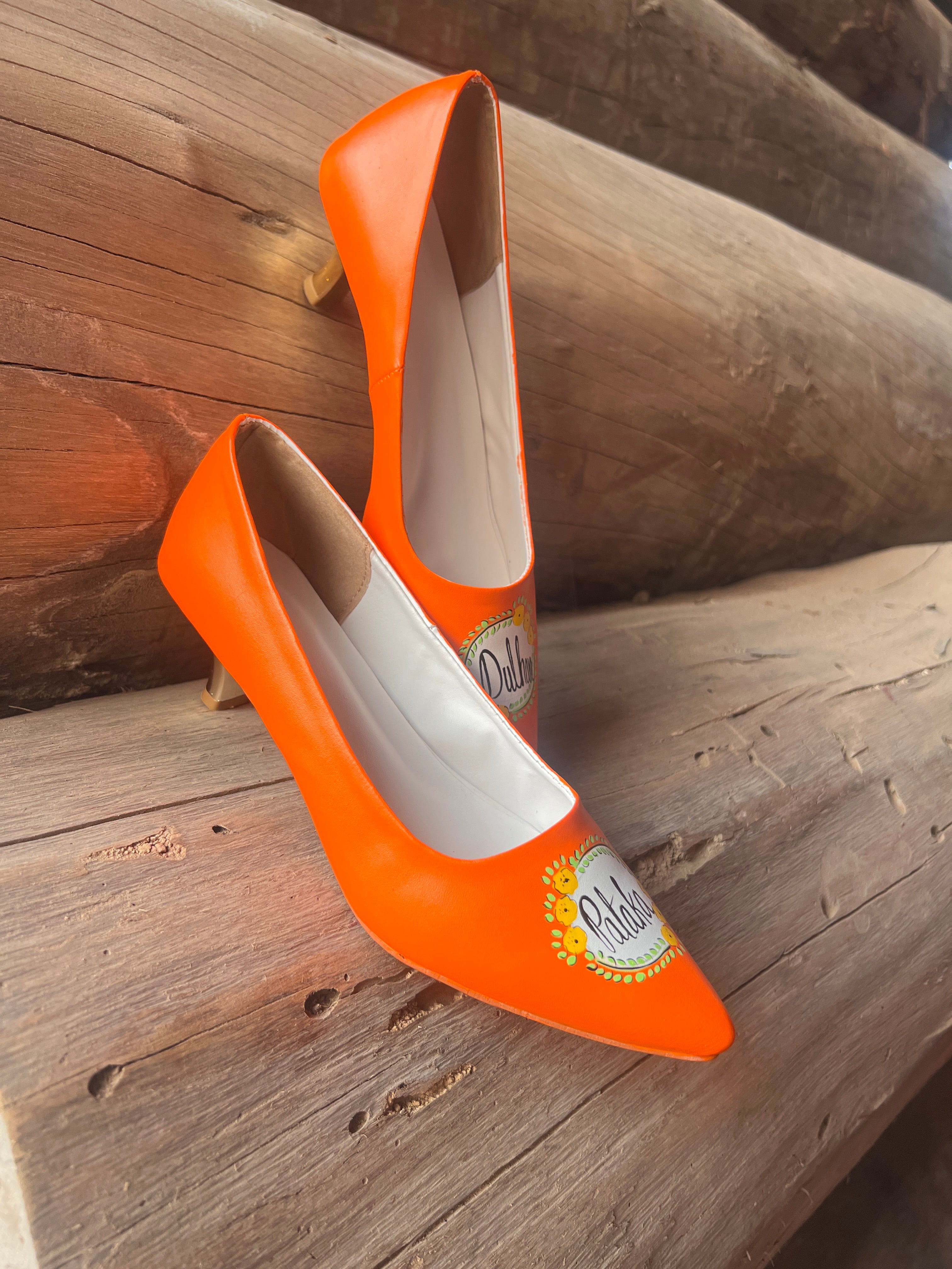 Orange pencil Heels 2.5 Inches