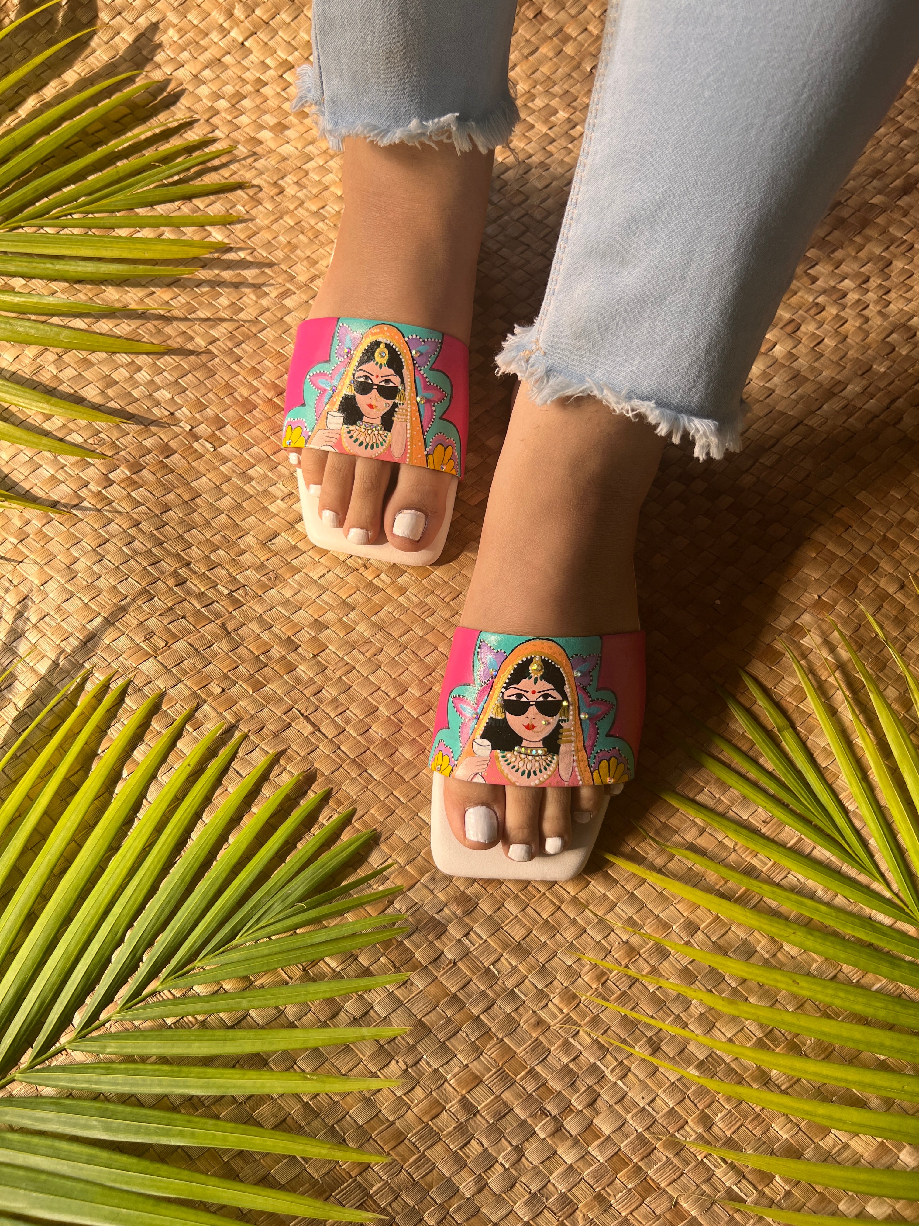 Hot pink swagger slides