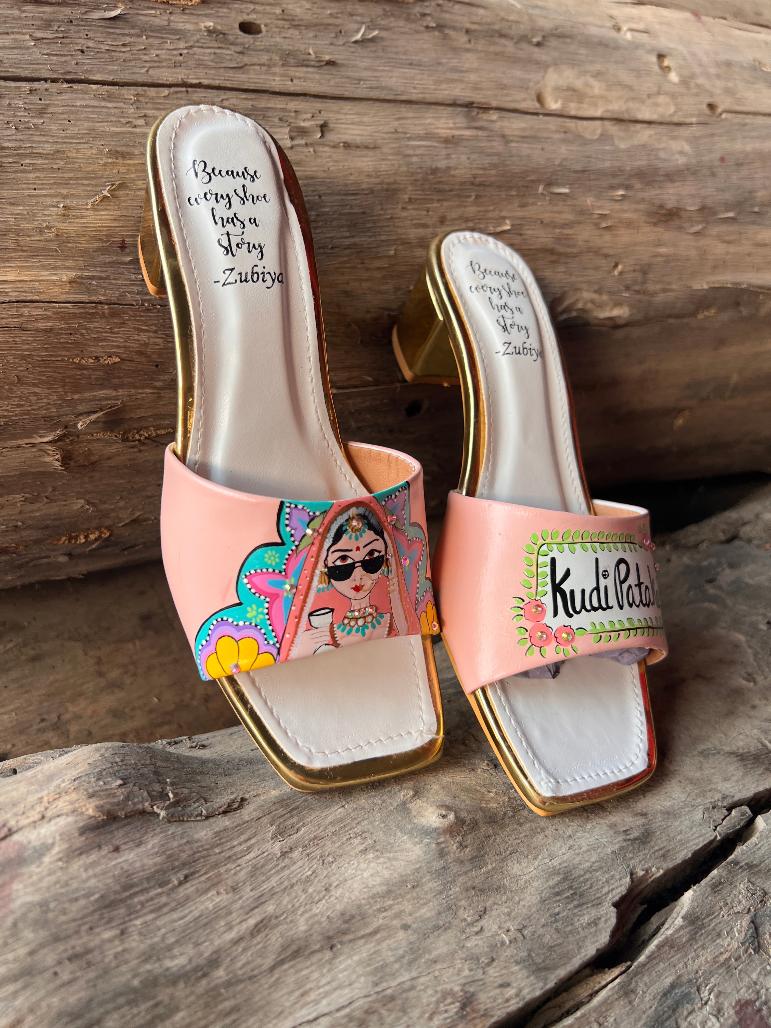 Peach swag dulhan artwork heels