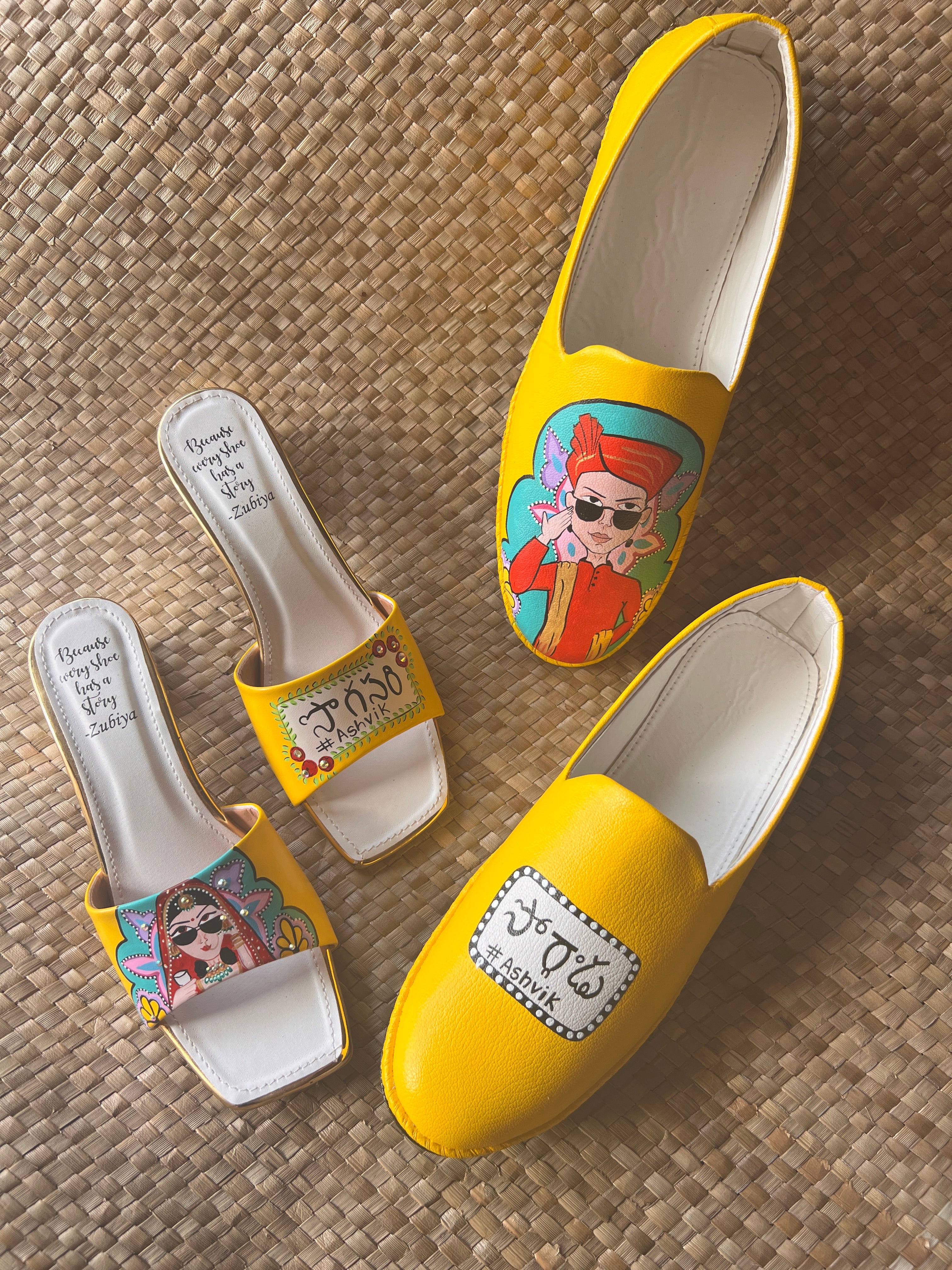 Yellow MOJRI -heels couple combo