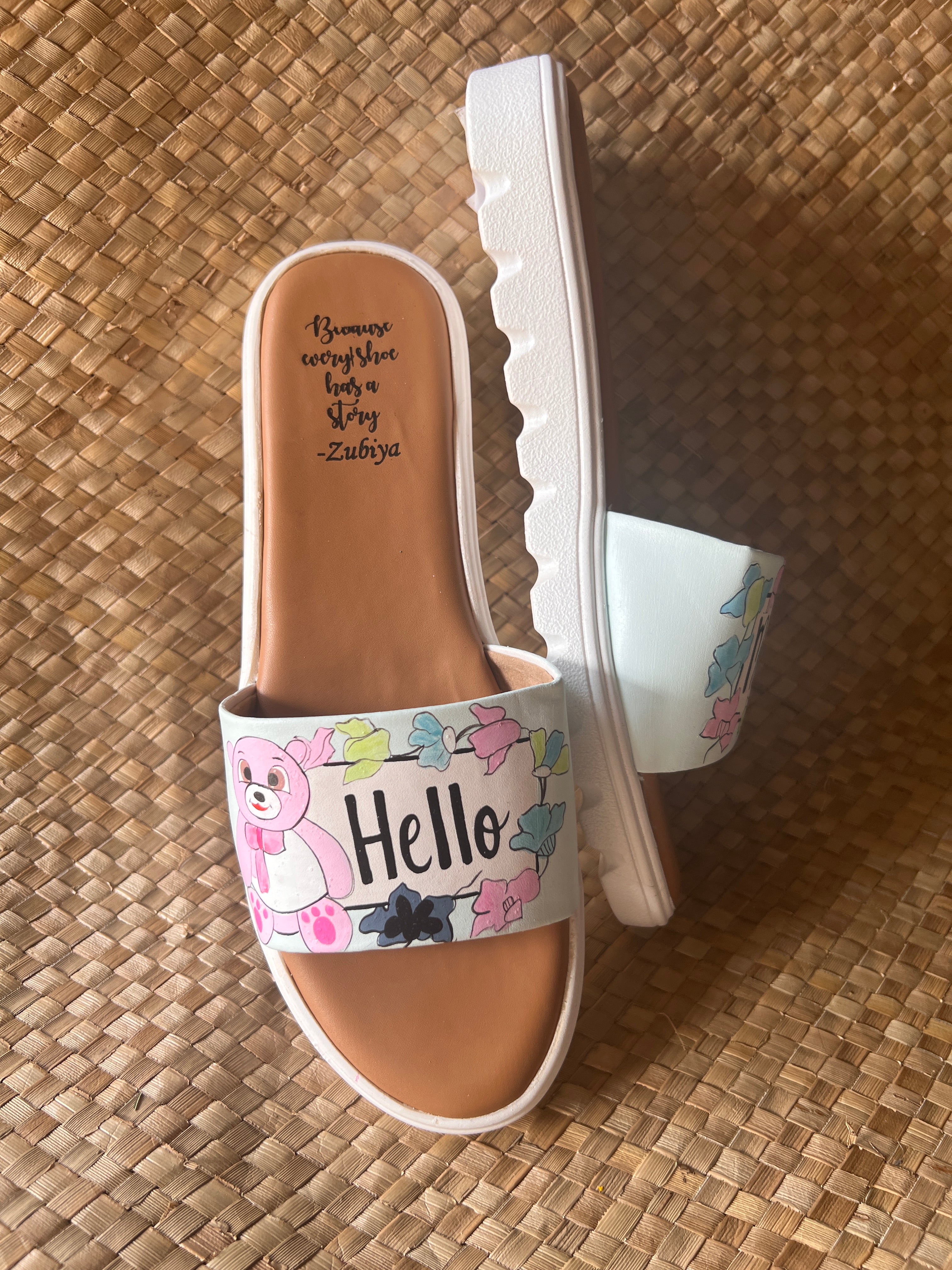 Hello mommy powder blue slides