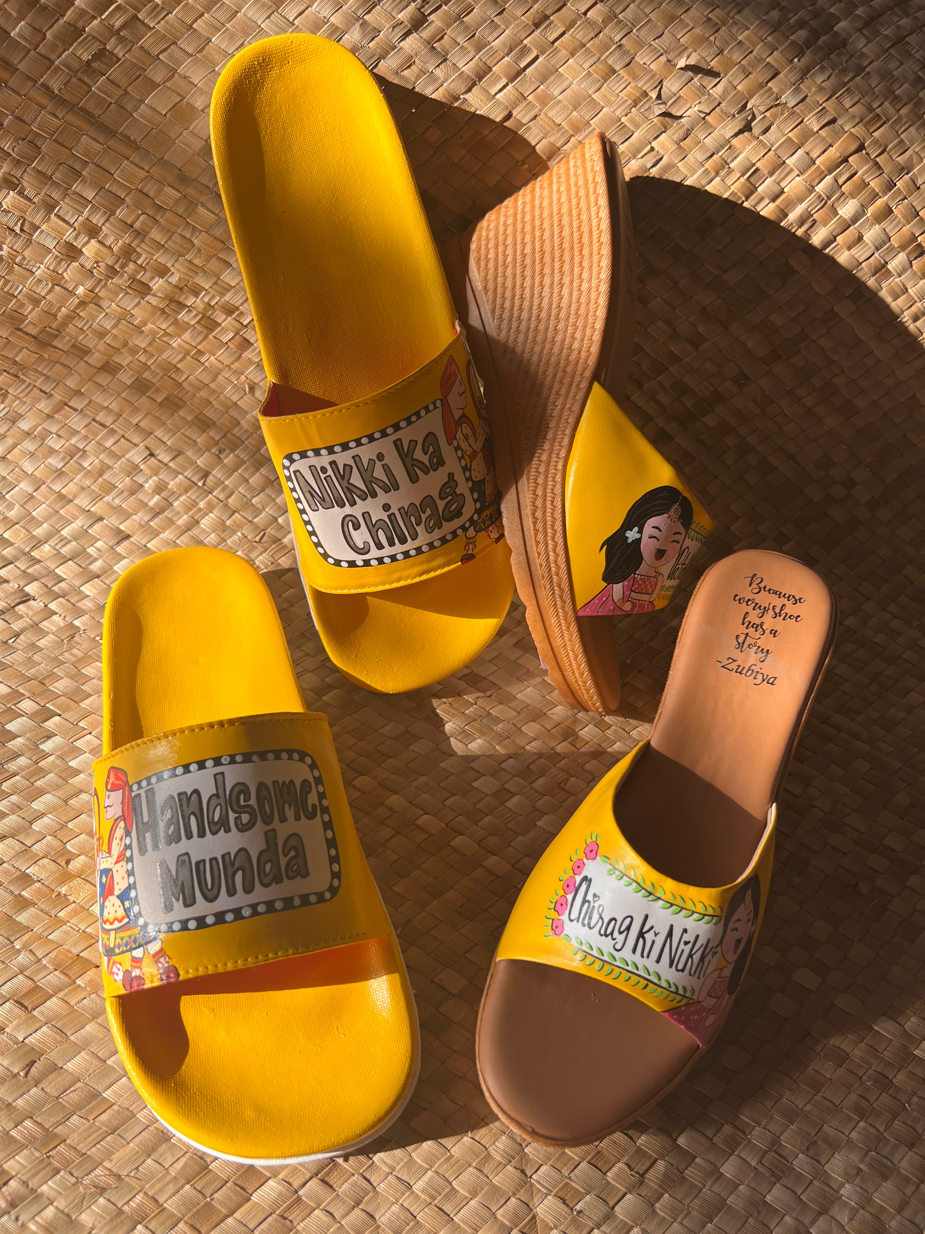 Yellow swagger couple wedges flats combo