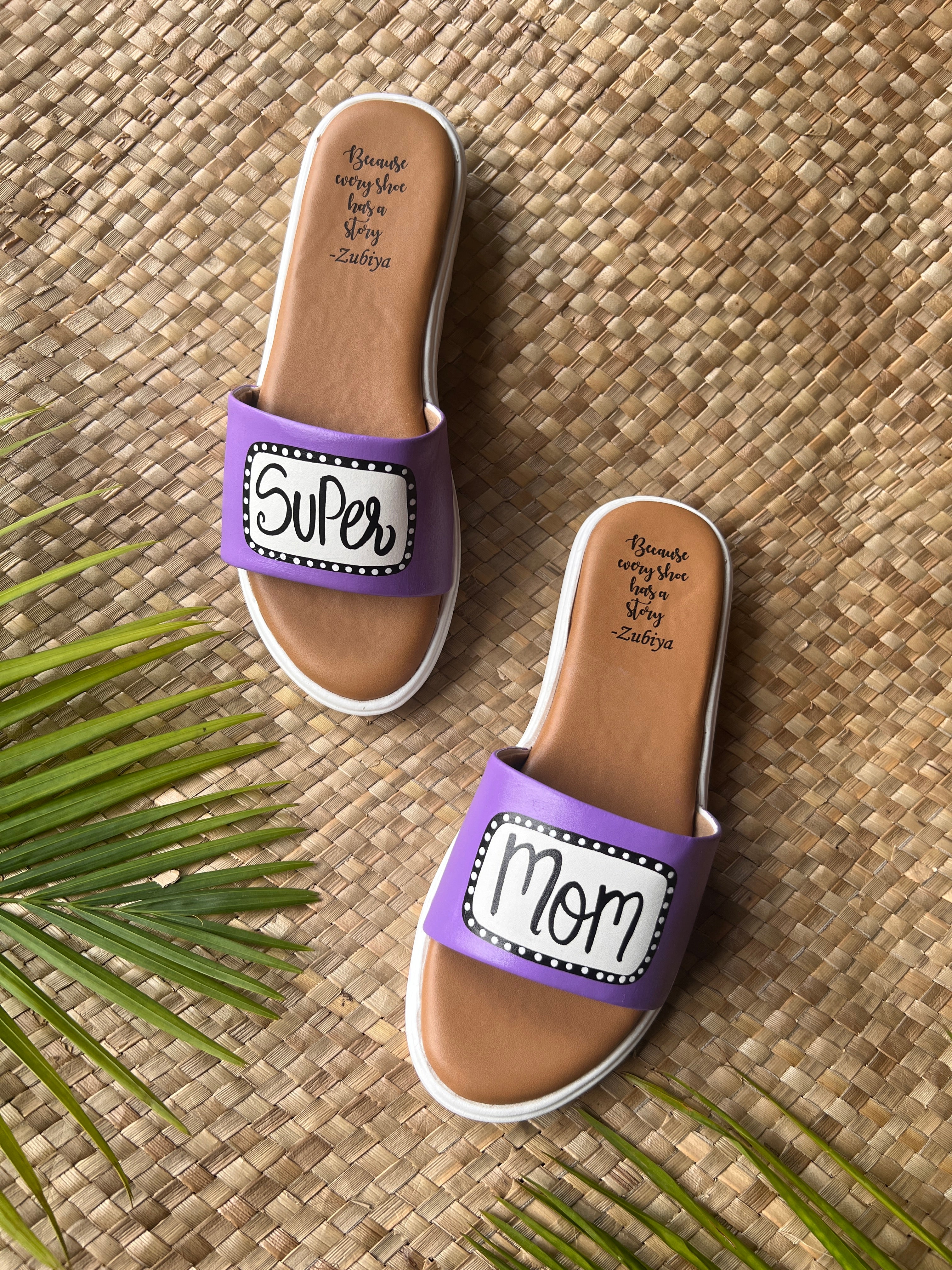 Super Mom lavender Slides