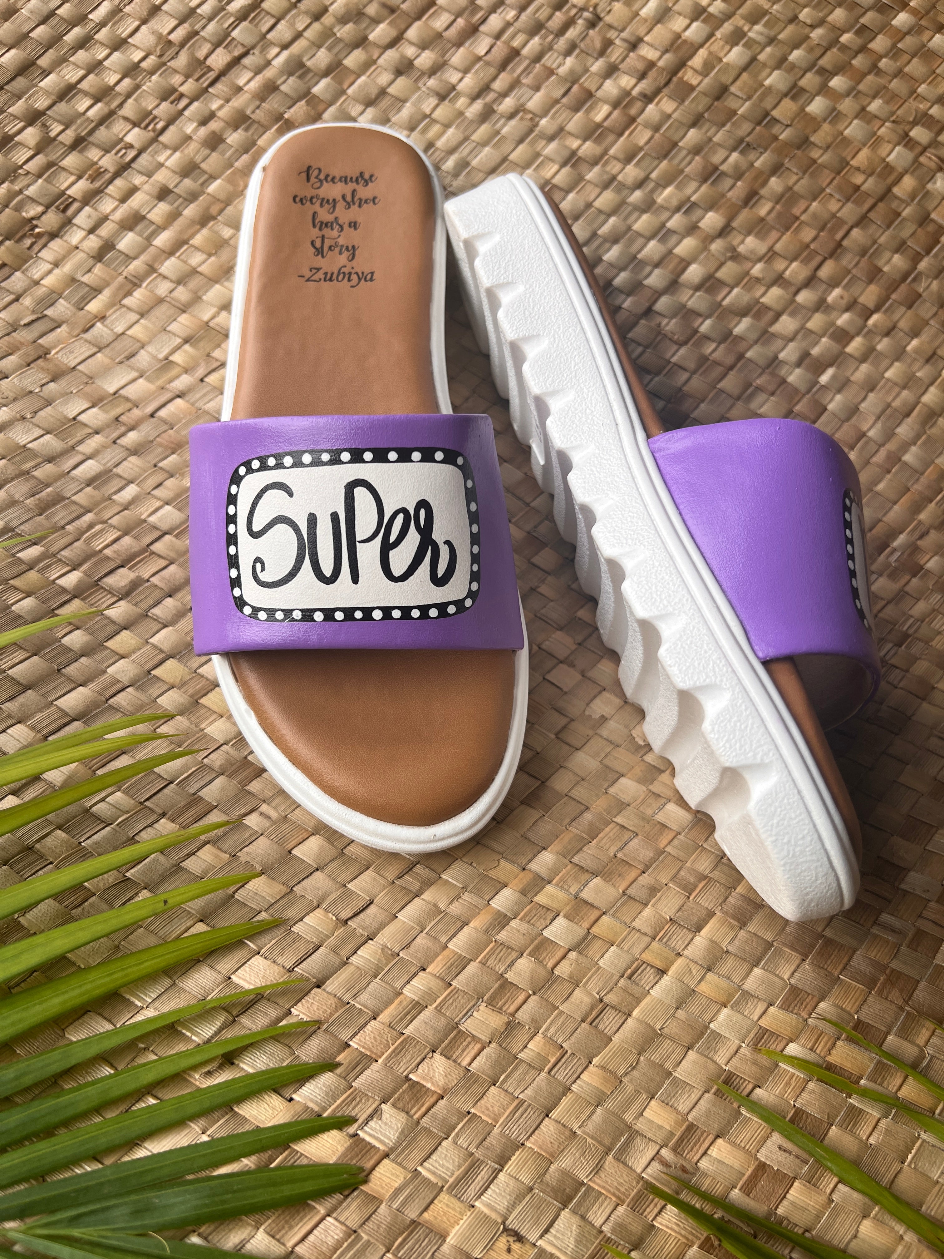 Super Mom lavender Slides