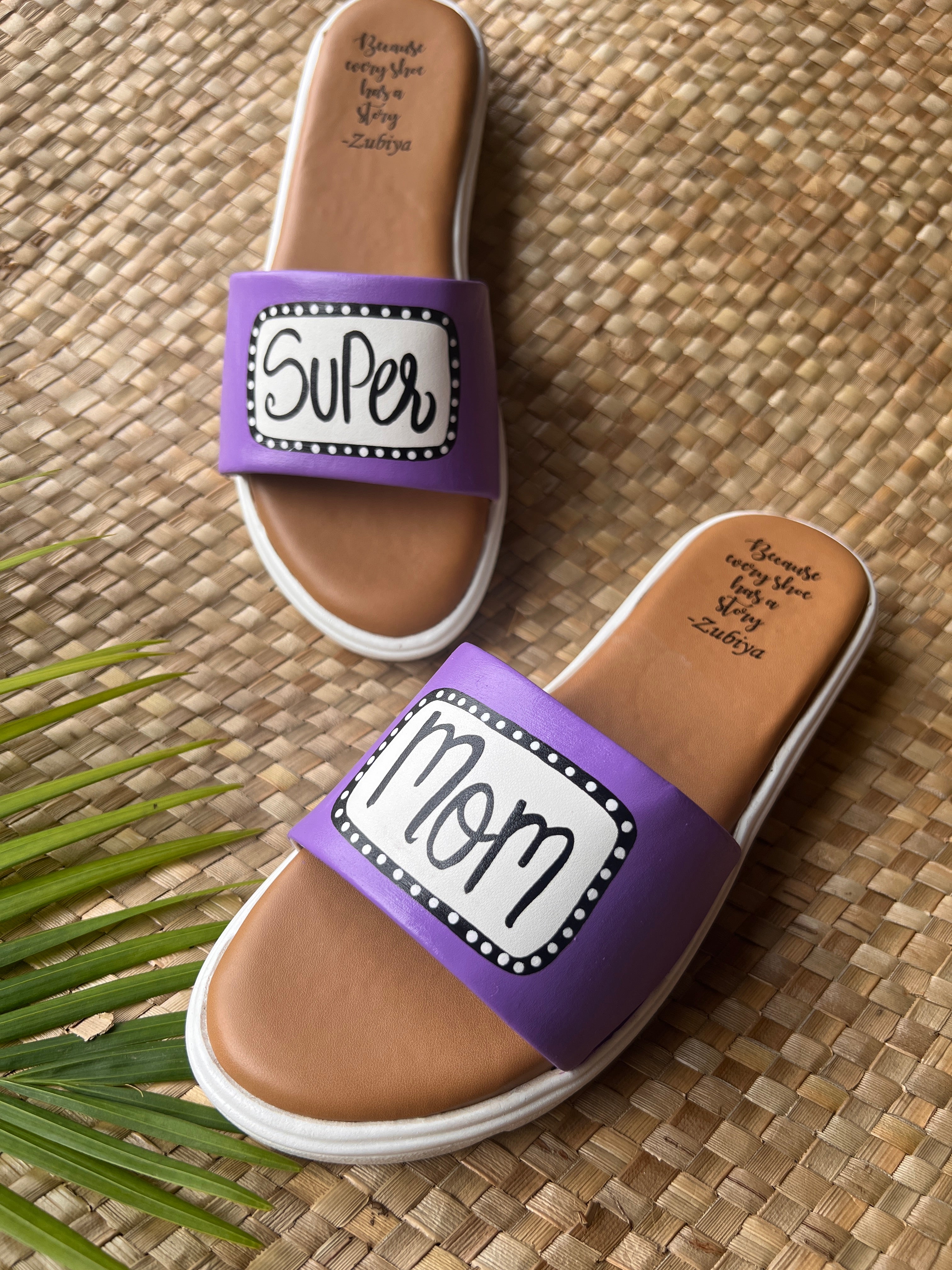 Super Mom lavender Slides