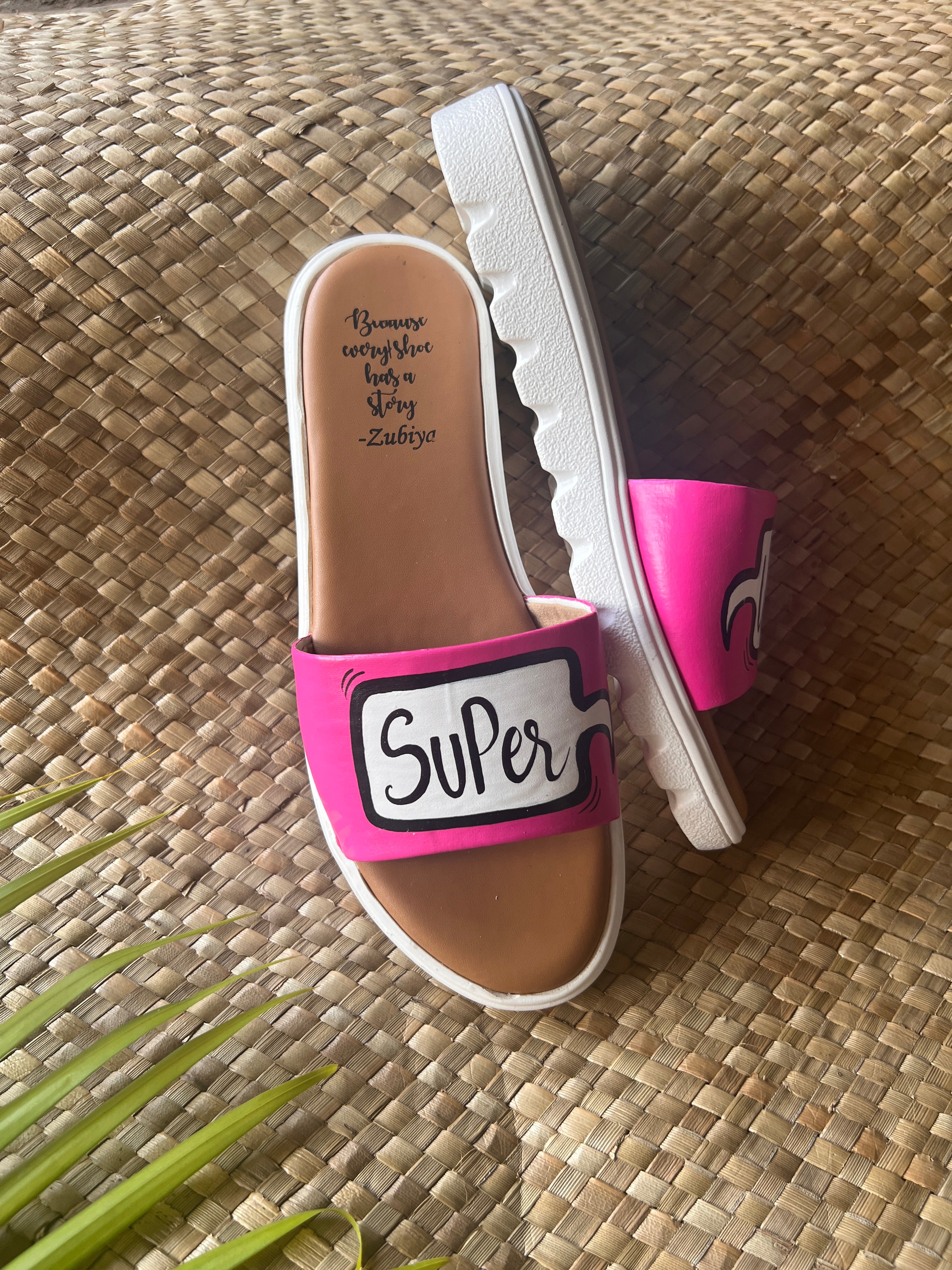 Super woman hot pink slides