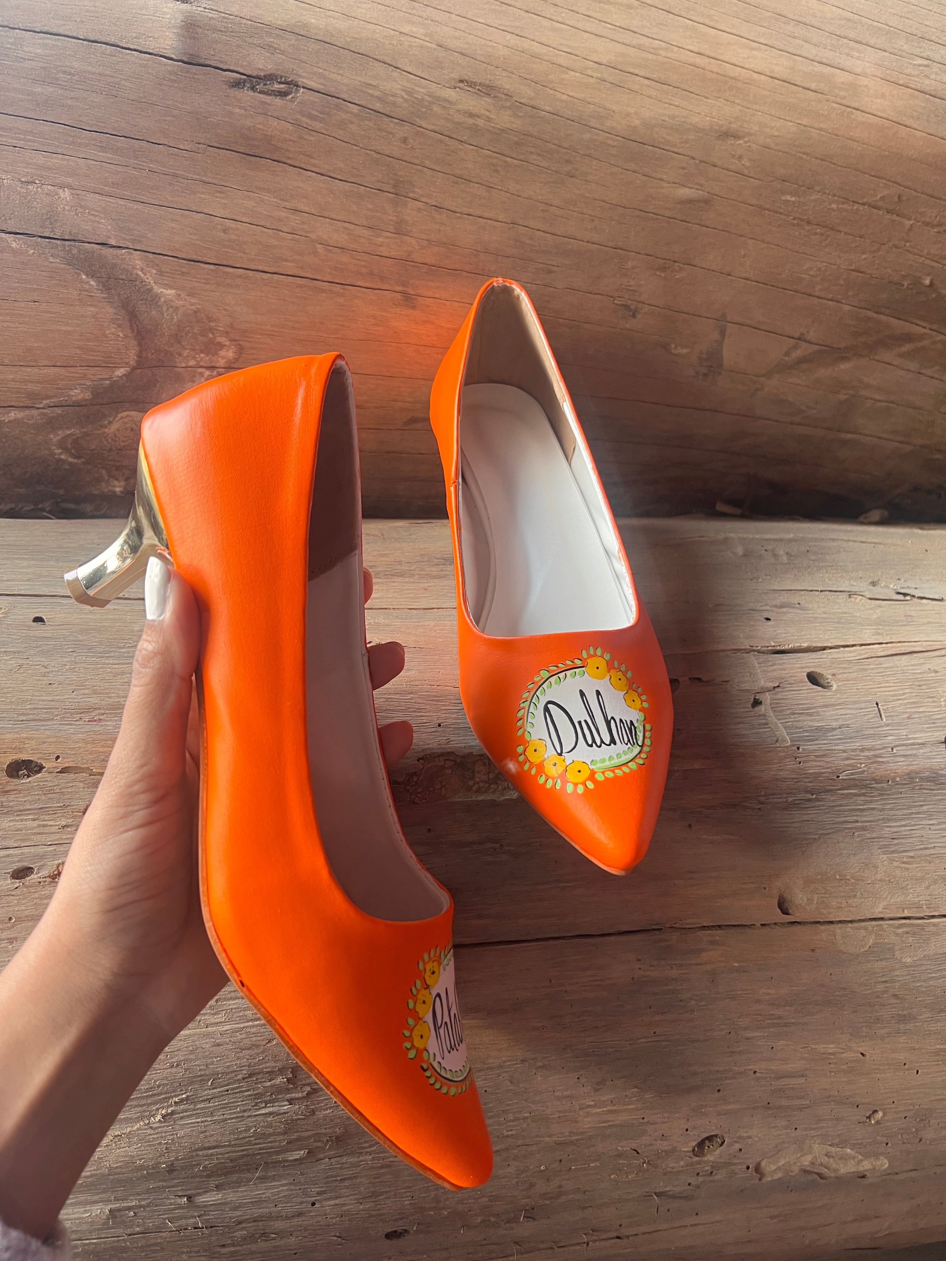 Orange pencil Heels 2.5 Inches