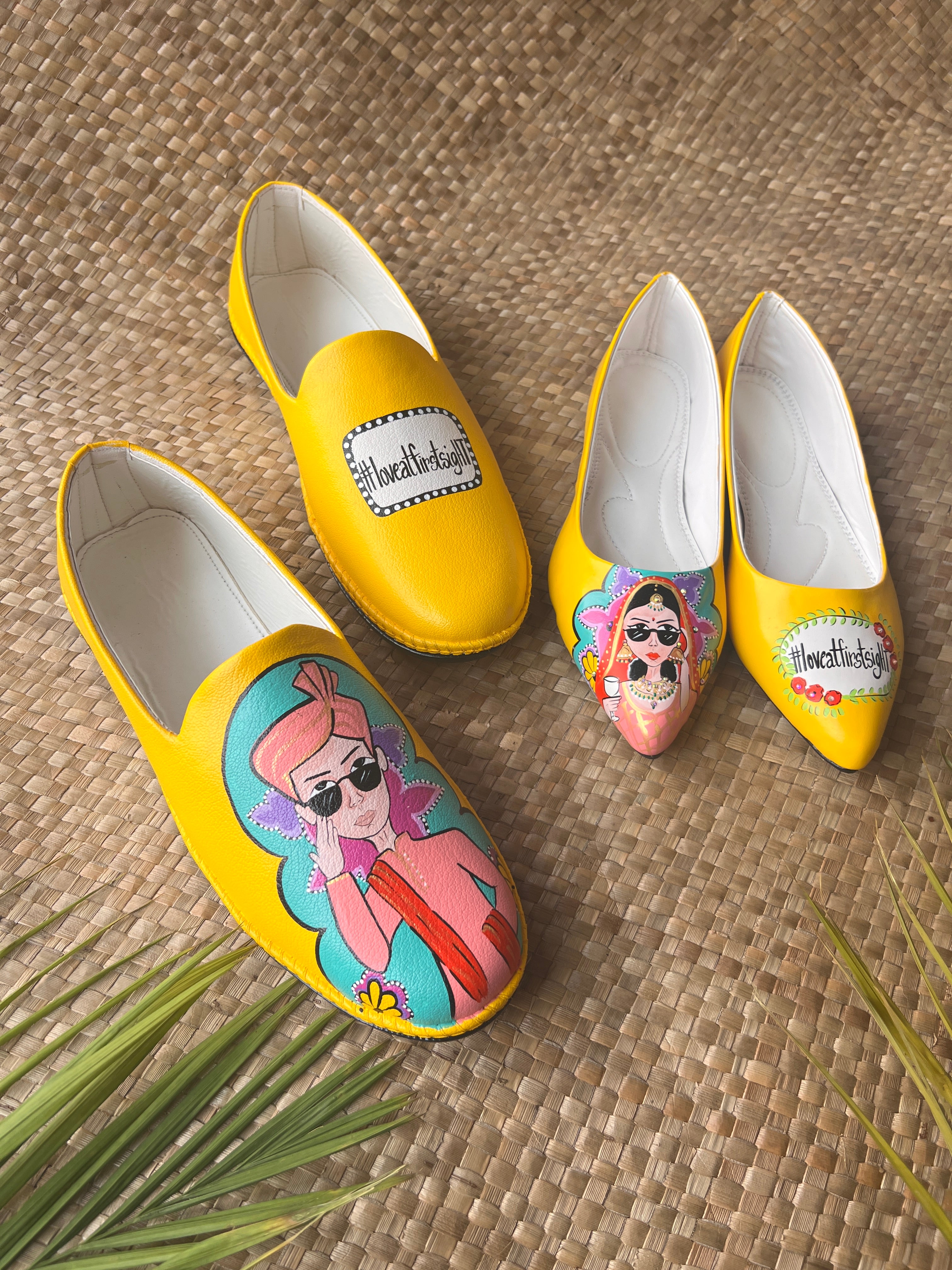 yellow juttis couple combo