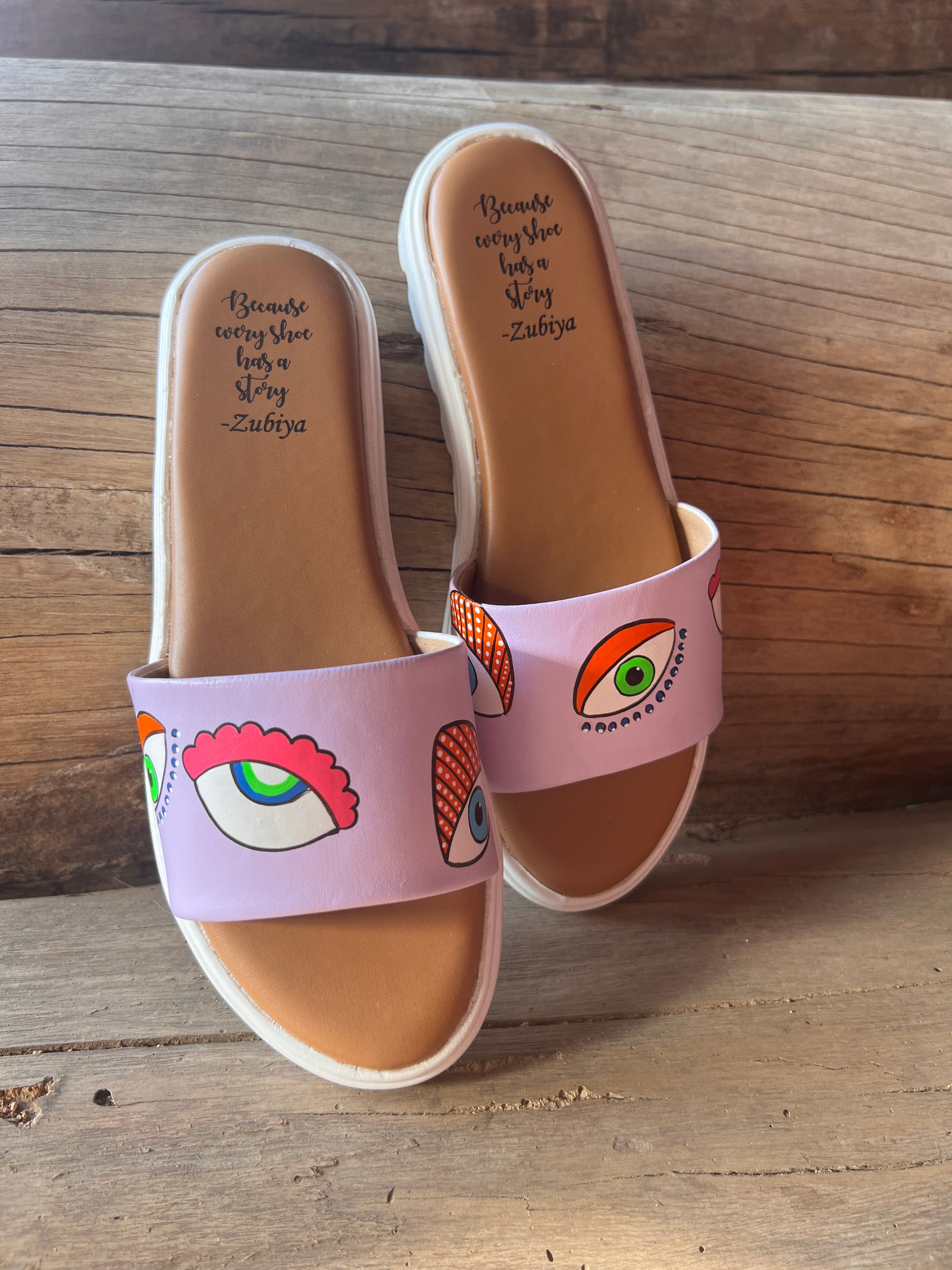 Lavender evil eye slides