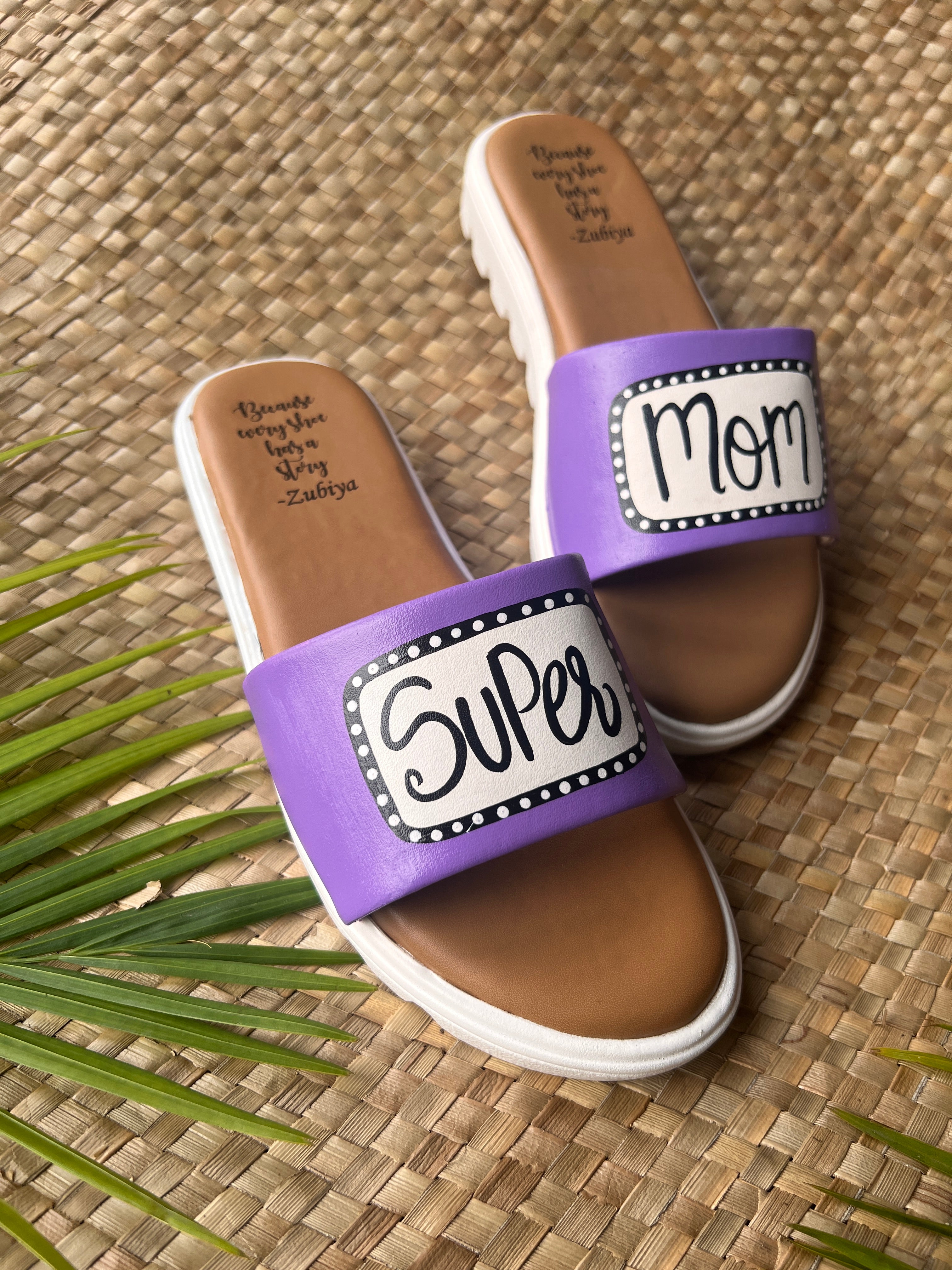 Super Mom lavender Slides